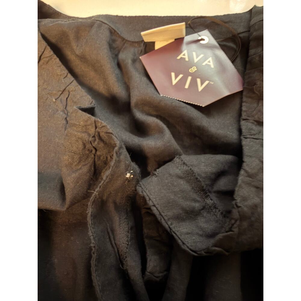 NWT Ava & Viv Black Linen Blend Maxi Wrap Dress 3X - Picture 5 of 7